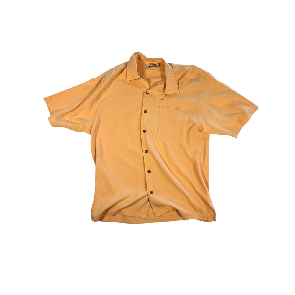 Tommy Bahama Mens Silk Short Sleeve Button Down Shirt Peach Medium